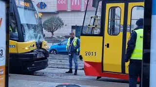 Zderzenie dwóch tramwajów przy Dworcu Wileńskim