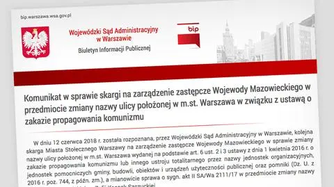 Sąd uchylił zmianę nazwy ulicy. Już 43. taki wyrok