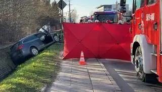 Samochód osobowy wjechał w słup