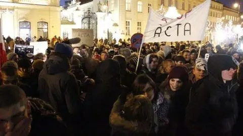 Protest przeciwko ACTA - fot. Dawid Krysztfoński/Lech Marcinczak/ tvnwarszawa.pl