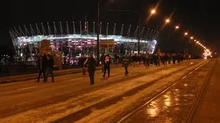 Kibice po meczu na Stadionie Narodowym