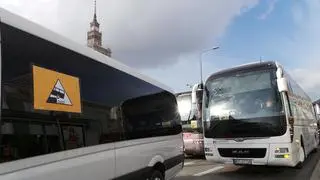 Protest branży autokarowej w Warszawie