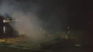 Pożar barki na Wiśle
