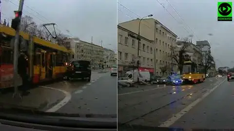 Jeden tramwaj zderzył się z furgonetką, drugi z radiowozem. Na tej samej ulicy