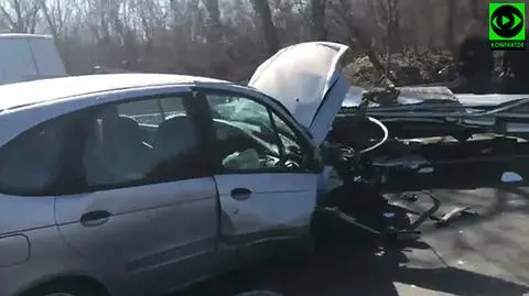 Policja: wjechała w auto dostawcze stojące na poboczu. Dzieci w szpitalu