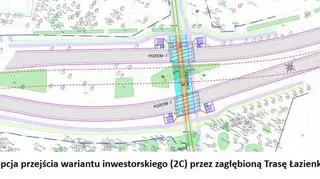 Skrzyżowanie linii tramwajowej z al. Stanów Zjednoczonych