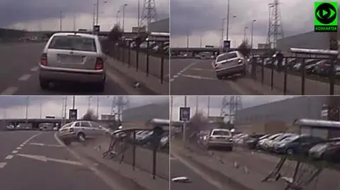 Zjechał z drogi prosto w barierki. Policja: kierowca zasłabł