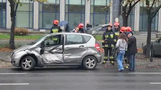 Zderzenie osobówki z tramwajem