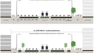 Przekrój fragmentu al. Jana Pawła II