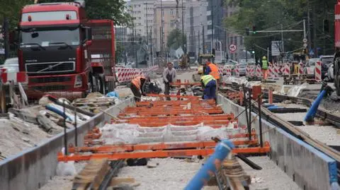 Długi weekend nie dla nich. Budują tory w al. Jana Pawła II