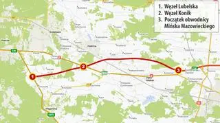 Przebieg autostrady A2 ze stolicy do Mińska Maz.