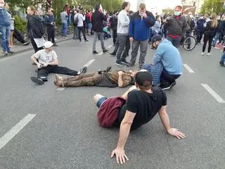 Protest przedsiębiorców w centrum