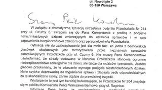 Pismo burmistrza Bemowa do komendanta stołecznego policji