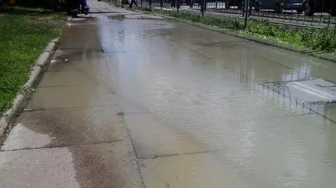 Awaria przy pętli tramwajowej. Woda na torach