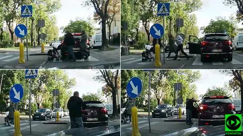 Agresywny kierowca rzucił się na pieszych z dzieckiem