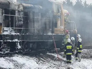 Pożar lokomotywy pod Mińskiem Mazowieckim