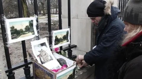 Symboliczny grób sowy przy Ogrodzie Krasińskich