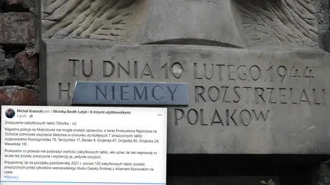 Prokuratura odmówiła wszczęcia śledztwa w sprawie zniszczenia zabytkowych tablic Tchorka