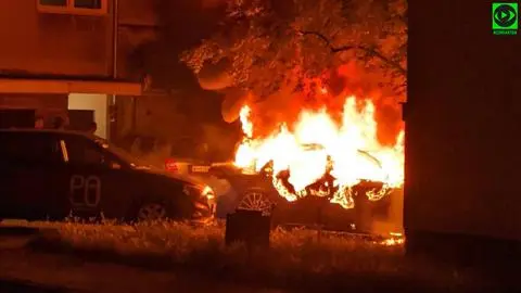 Pożar samochodów na ul. Kameralnej