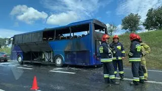 Pożar autobusu na krajowej "siódemce"