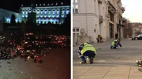 W nocy sprzątnęli znicze, rano wyszorowali chodnik