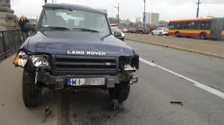 Zderzenie samochodów na moście Poniatowskiego