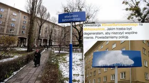 Tablica na skwerze Bartoszewskiego zniszczona. Odsłonili ją dwa dni temu