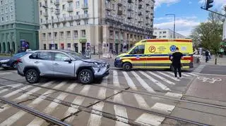 Zderzenie auta z tramwajem 