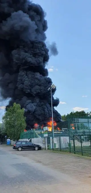 Pożar budynku klubowego Ryś Laski