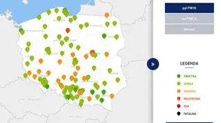 Stężenie pyłu PM10 o godz. 8.35