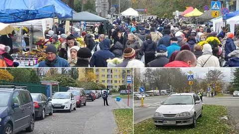 Tłok przy cmentarzach, parkują, gdzie popadnie 