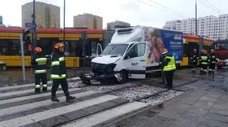 Zderzenie ciężarówki i tramwaju