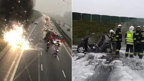 Smart spłonął na trasie S2