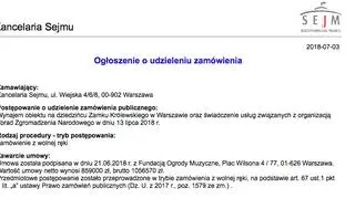 Ogłoszenie o udzieleniu zamówienia na wynajem obiektu oraz świadczenie usług związanych z organizacją obrad ZN