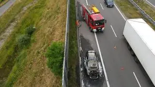 Samochód spłonął na autostradzie A1