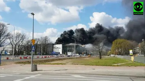 Pożar na budowie Galerii Północnej. Dym duży, "straty marginalne"