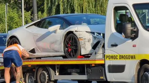 Lamborghini rozbite na Puławskiej