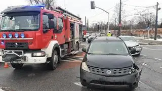 Zderzenie trzech aut na Bródnie