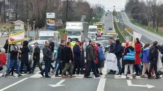 Protest mieszkańców na S7 w Rembertowie