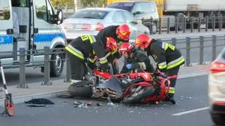 Wypadek motocyklisty na moście Grota