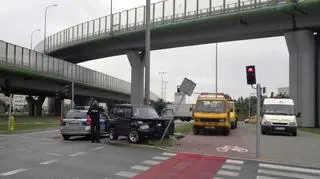 Kolizja u zbiegu Czerniakowskiej i Witosa fot. Marcin Gula/tvnwarszawa.pl