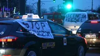 Protest taksówkarzy na rondzie