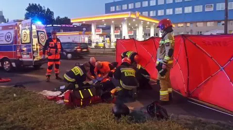 Wypadek na Jagiellońskiej, motocyklista ma złamaną nogę 