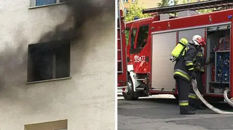 Pożar i dużo dymu w bloku na Mokotowie