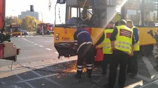 Zderzenie tira z tramwajem