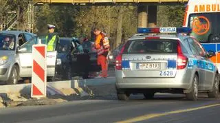 Zderzenie na Wisłostradzie przy moście Grota