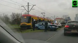 Kolizja tramwaju i samochodu osobowego 