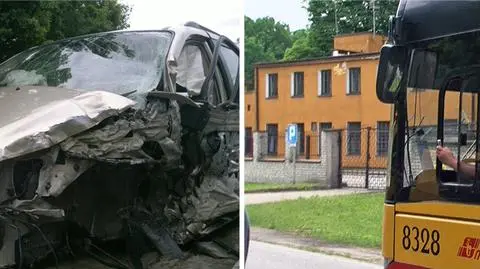 Stracił koło po zderzeniu. Kierowca autobusu fotografował