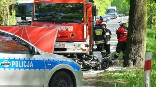 Motocyklista zginął na miejscu. Nieznane przyczyny