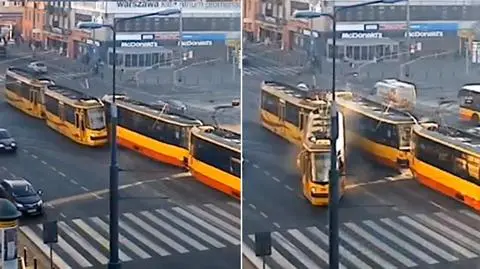 Zobacz moment zderzenia tramwajów obok Feminy